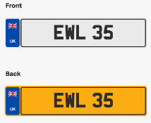 EWL 35. Private vehicle registration number plate, ready to transfer to new owner