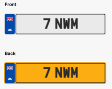 7 NWM. Private vehicle registration number plate, ready to transfer to new owner