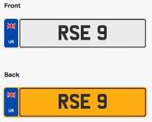 RSE 9. Private vehicle registration number plate, ready to transfer to new owner