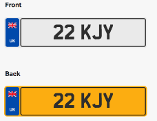 22 KJY. Private vehicle registration number plate, ready to transfer to new owner