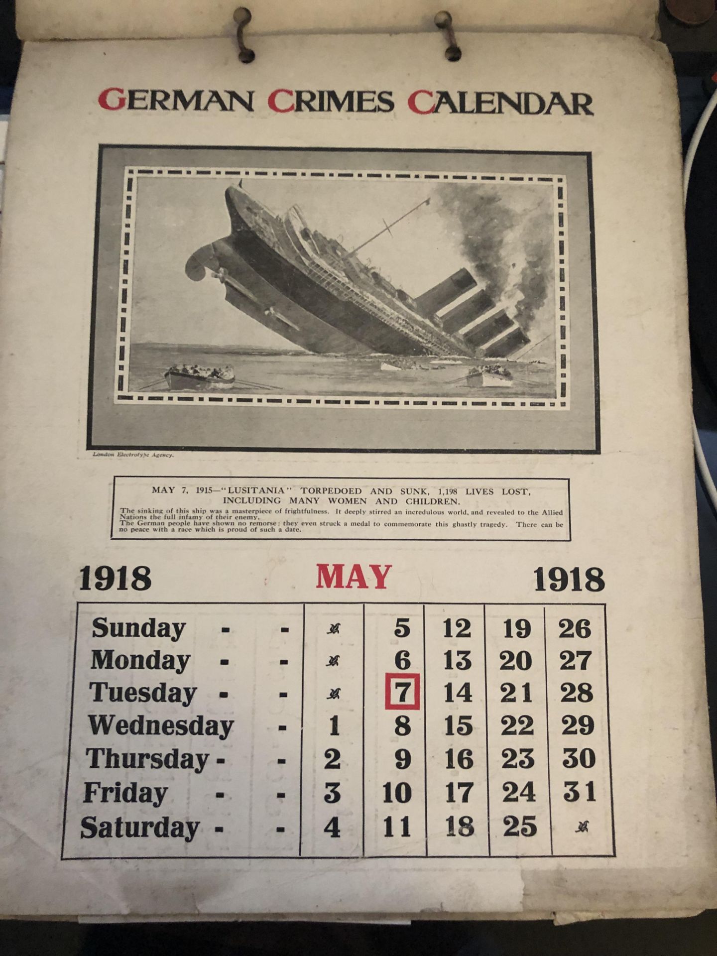 1918 German Crimes Calendar - Image 3 of 12