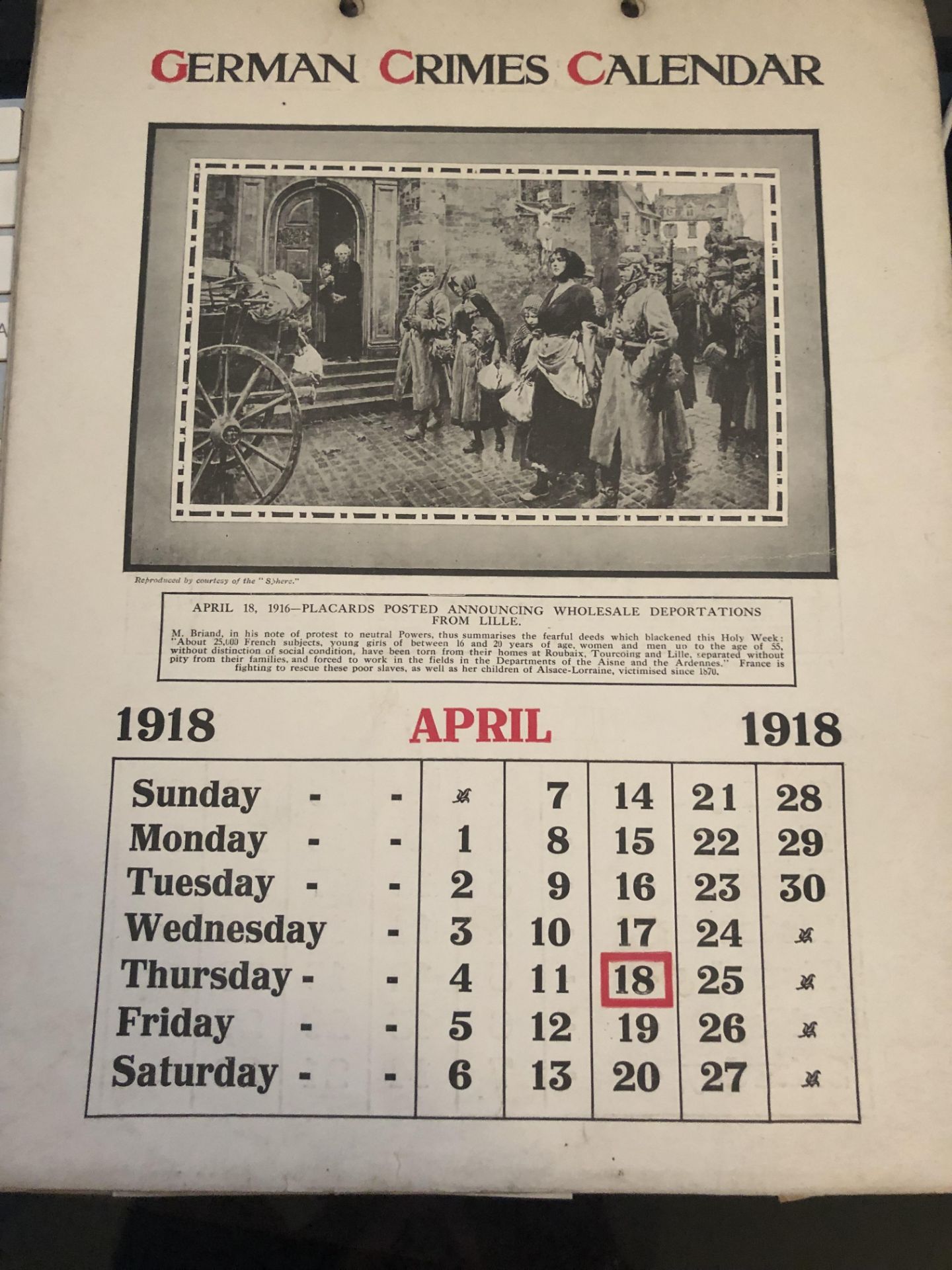 1918 German Crimes Calendar - Image 4 of 12