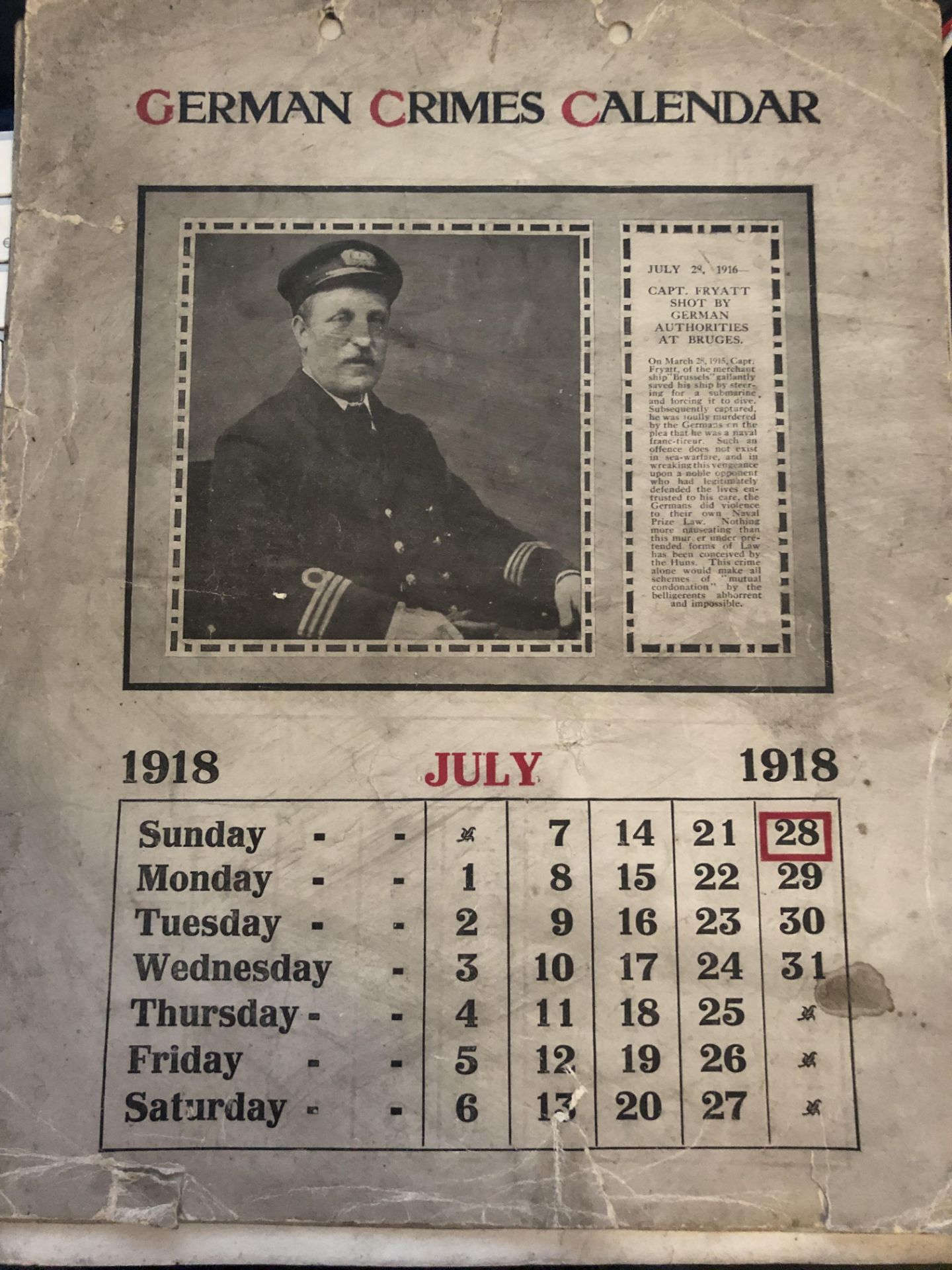 1918 German Crimes Calendar - Image 11 of 12