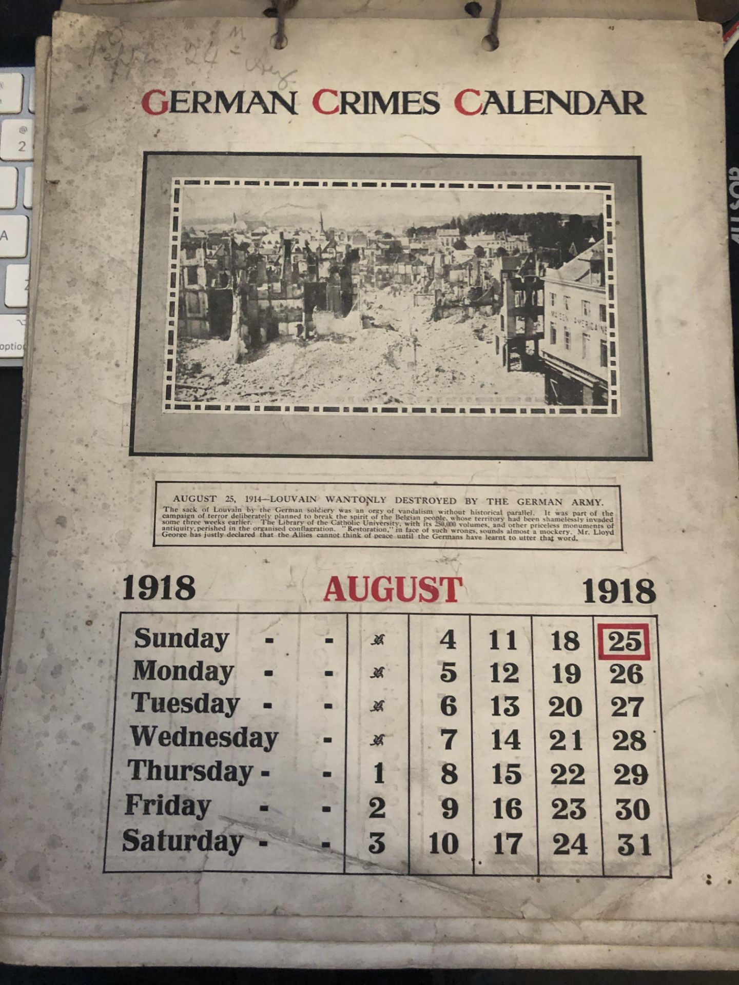 1918 German Crimes Calendar - Image 12 of 12