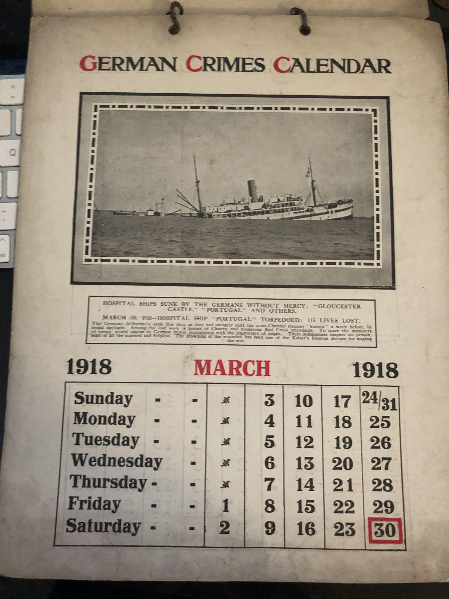 1918 German Crimes Calendar - Image 9 of 12