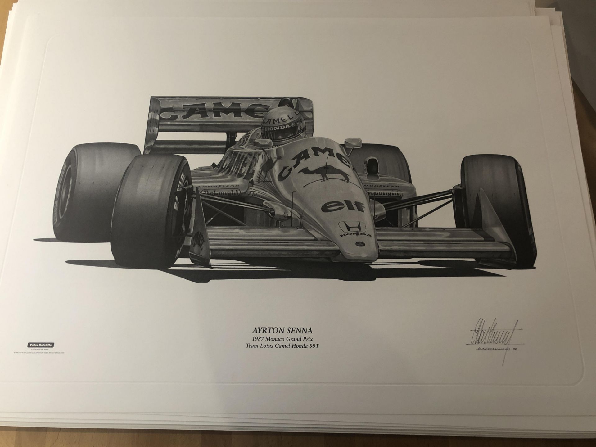 Alan Stammers signed print Ayrton Senna