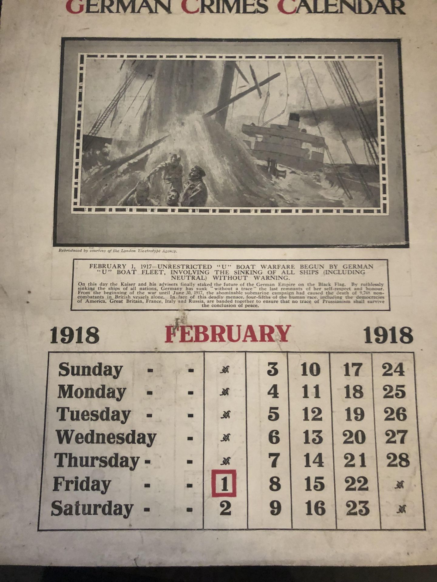 1918 German Crimes Calendar - Image 2 of 12