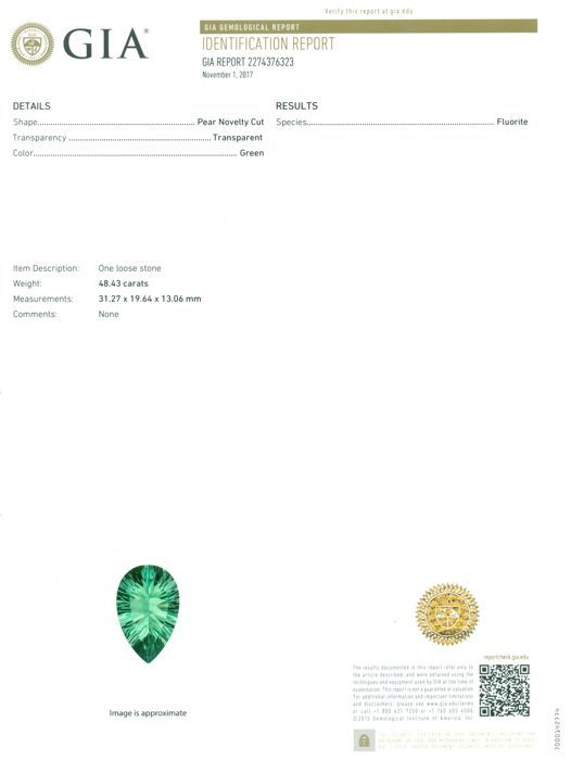 GIA Certified 48.43 ct. Green Fluorite - NAMIBIA - Image 2 of 4