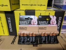 5packs of Duracell AA Simply batteries - 4pcs per pack 5packs of Duracell AA Simply batteries - 4pcs