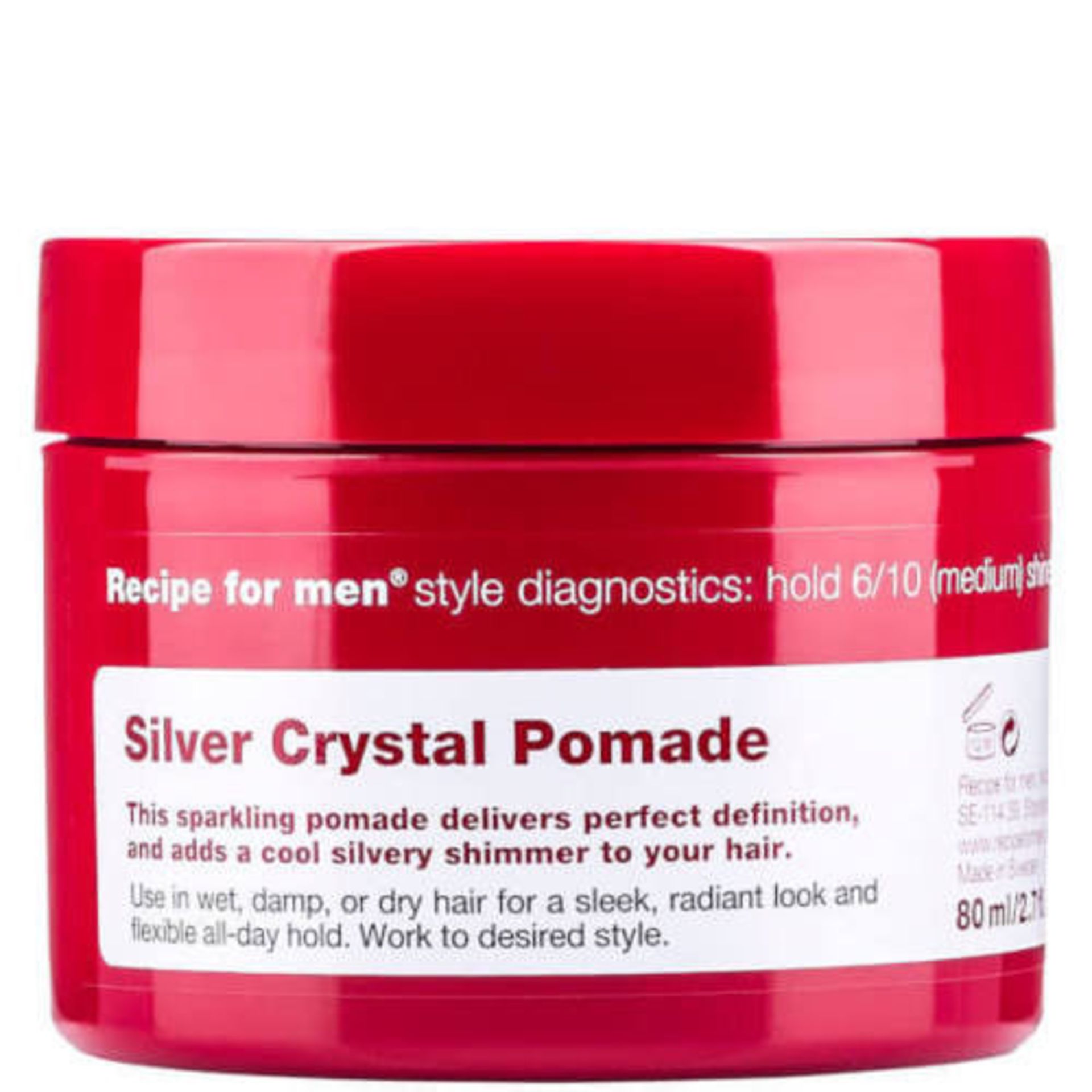 12 x Recipe for Men Silver Crystal Pomade Styling Gel 80ml no vat on hammer.You will get 12 of