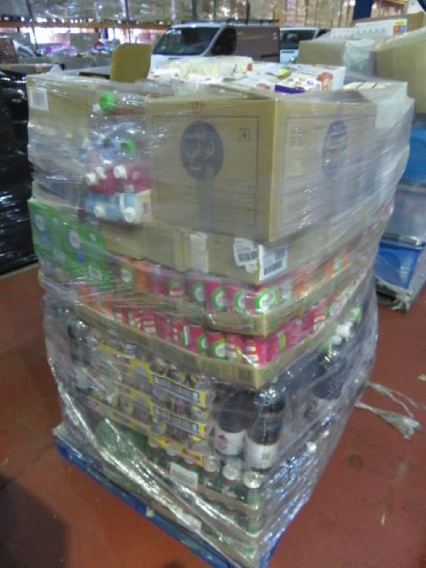 (322) LARGE PALLET TO CONTAIN A VERY LARGE QTY OF VARIOUS FOOD, DRINK & CONFECTIONARY TO INCLU....