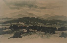 MARY ARMOUR Ben Lomond, signed brush and ink study,