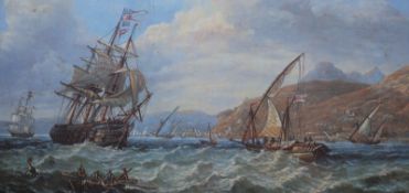 Oil On Canvas Of Sailing Ships signed A.Hulk 75