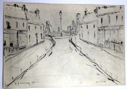 L.S.Lowry signed pen and ink sketch c1961