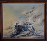 3 Vintage Oil Paintings Of Boats