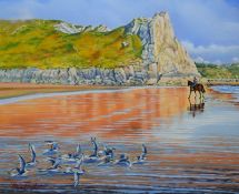 Beach Scene With Seagulls by Clive Trudgeon