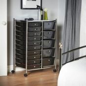 (S92) Black 15 Drawer Trolley Multi-purpose 15 drawer storage trolley Perfect for homes, off...
