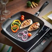 (NN78) Induction Griddle Grill Pan The healthier way to grill - cook meat, poultry, fish, vege...