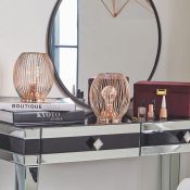 (NN80) Rose Gold Lanterns - Set of 2 This set of 2 modern lanterns make a beautiful addition t...