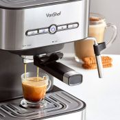 (S335) 15 Bar Pro Espresso Machine Features a double coffee outlet and a washable/reusable sta...