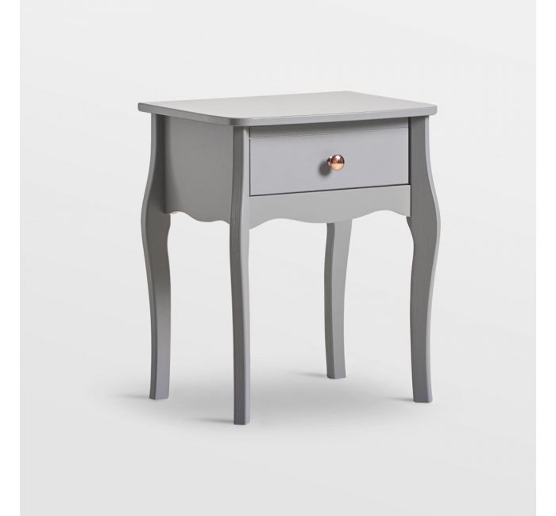 (K3) Grey Bedside Table Dimensions H55 x L45 x D35cm Drawers boast rose gold handles, an on-t... - Image 2 of 2