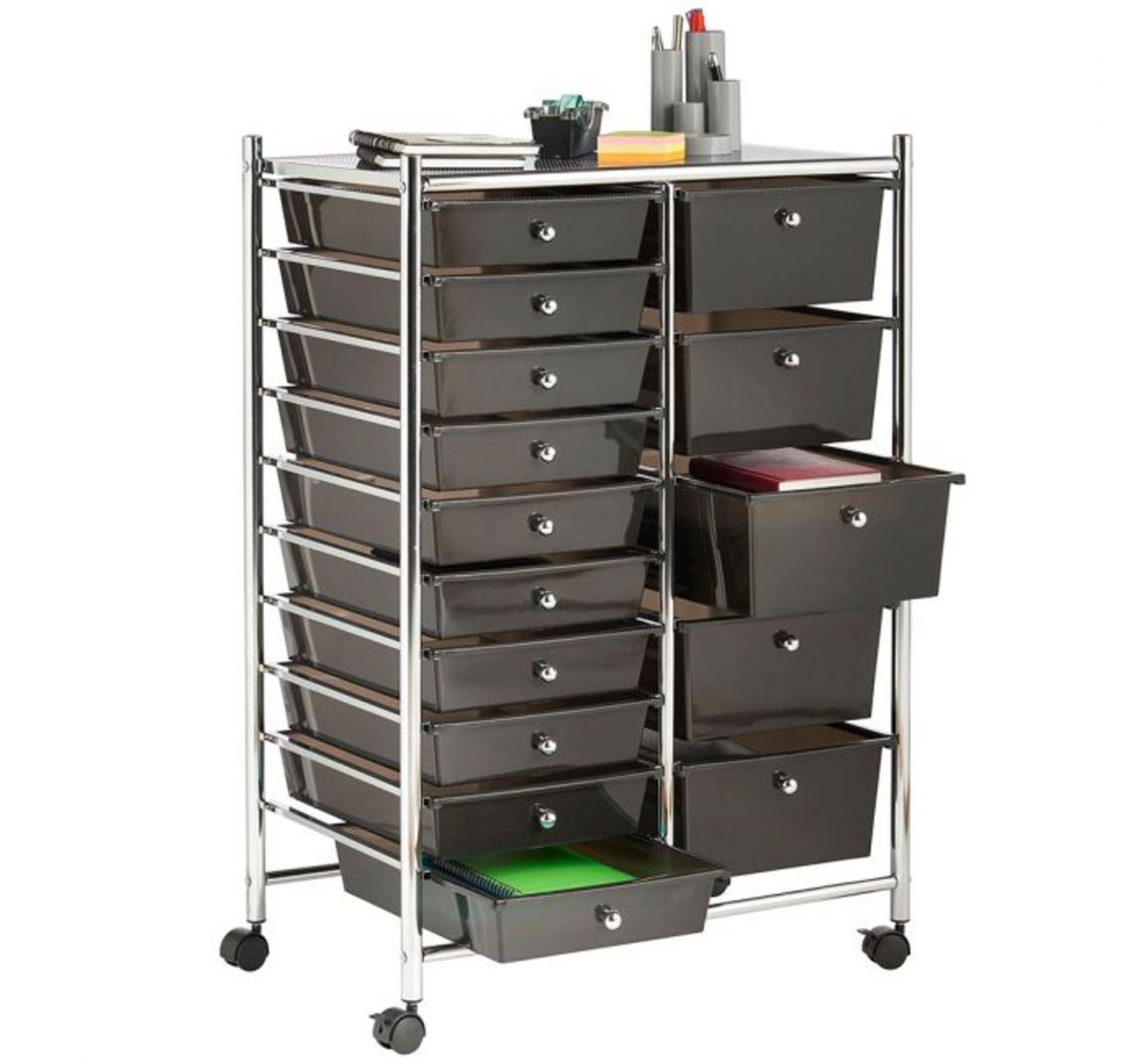 (K2) Black 15 Drawer Trolley Multi-purpose 15 drawer storage trolley Perfect for homes, offi... - Image 4 of 4