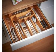 (K17) Extendable Bamboo Cutlery Tray Extending design can be easily configured to 6 - 8 compar...