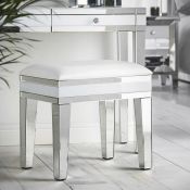 (S305) White Mirrored Dressing Table Stool Stunning glass finish with bevel edges beautifully ...