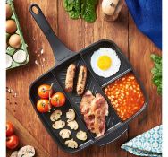 (K14) Multi Section Frying Pan Four sections means you can cook multiple foods simultaneously ...