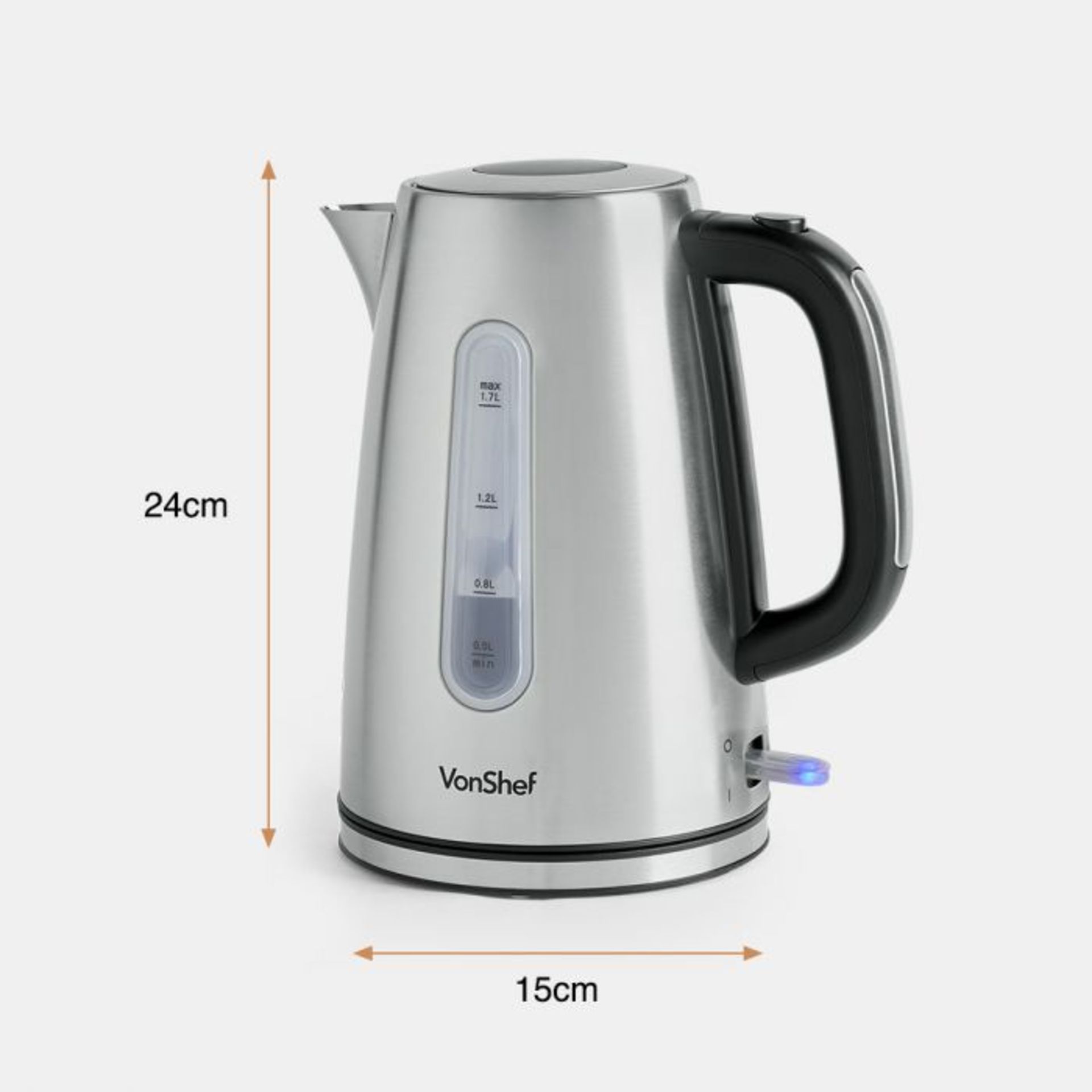 (V316) 1.7L Stainless Steel Kettle Quick boil time: 1.7L/7 cups in 5 minutes Easily remove th... - Image 2 of 4