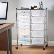 (S84) White 15 Drawer Trolley Multi-purpose 15 drawer storage trolley Perfect for homes, offi...