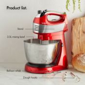 (S437) 400W 2 in 1 Hand & Stand Mixer Electric Whisk Dough Hooks Beater Red. 2 IN 1 - this mobi...