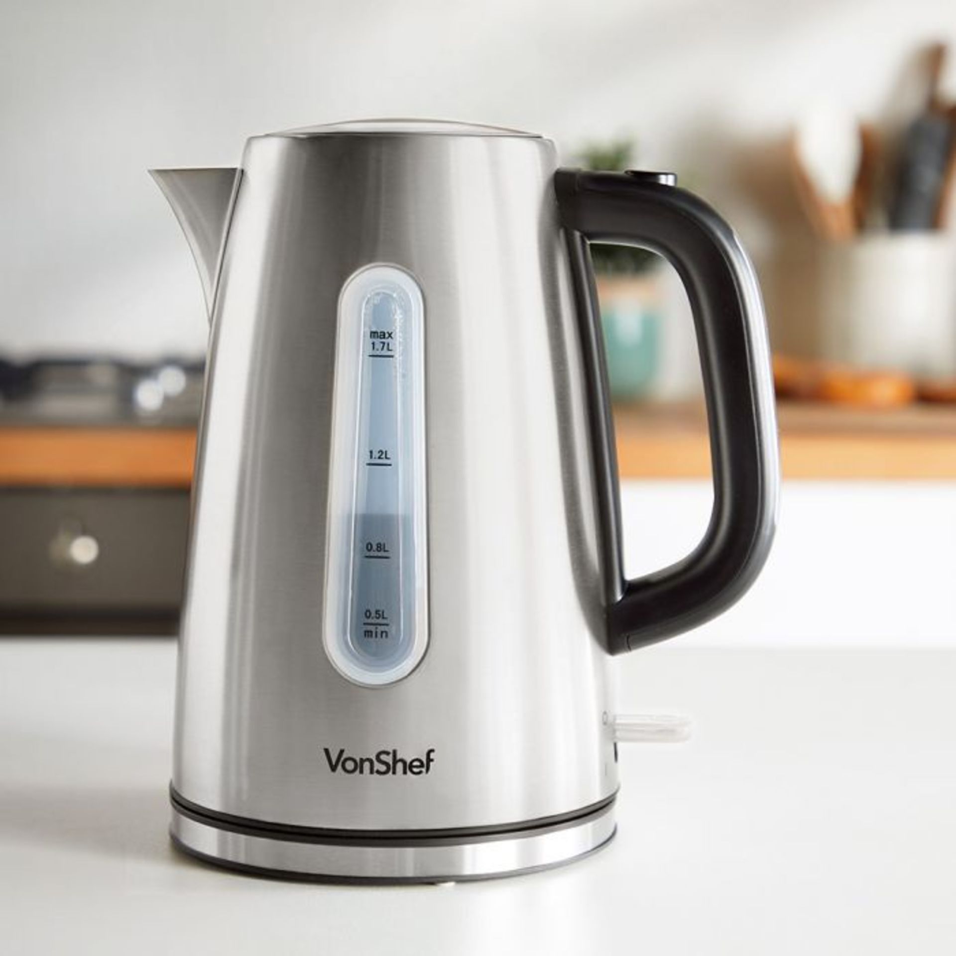 (V316) 1.7L Stainless Steel Kettle Quick boil time: 1.7L/7 cups in 5 minutes Easily remove th...