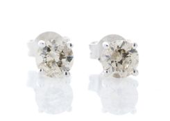 18ct White Gold Single Stone Prong Set Diamond Earring 1.14 Carats