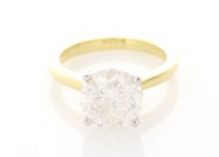 18ct Yellow Gold Single Stone Prong Set Diamond Ring 3.09 Carats