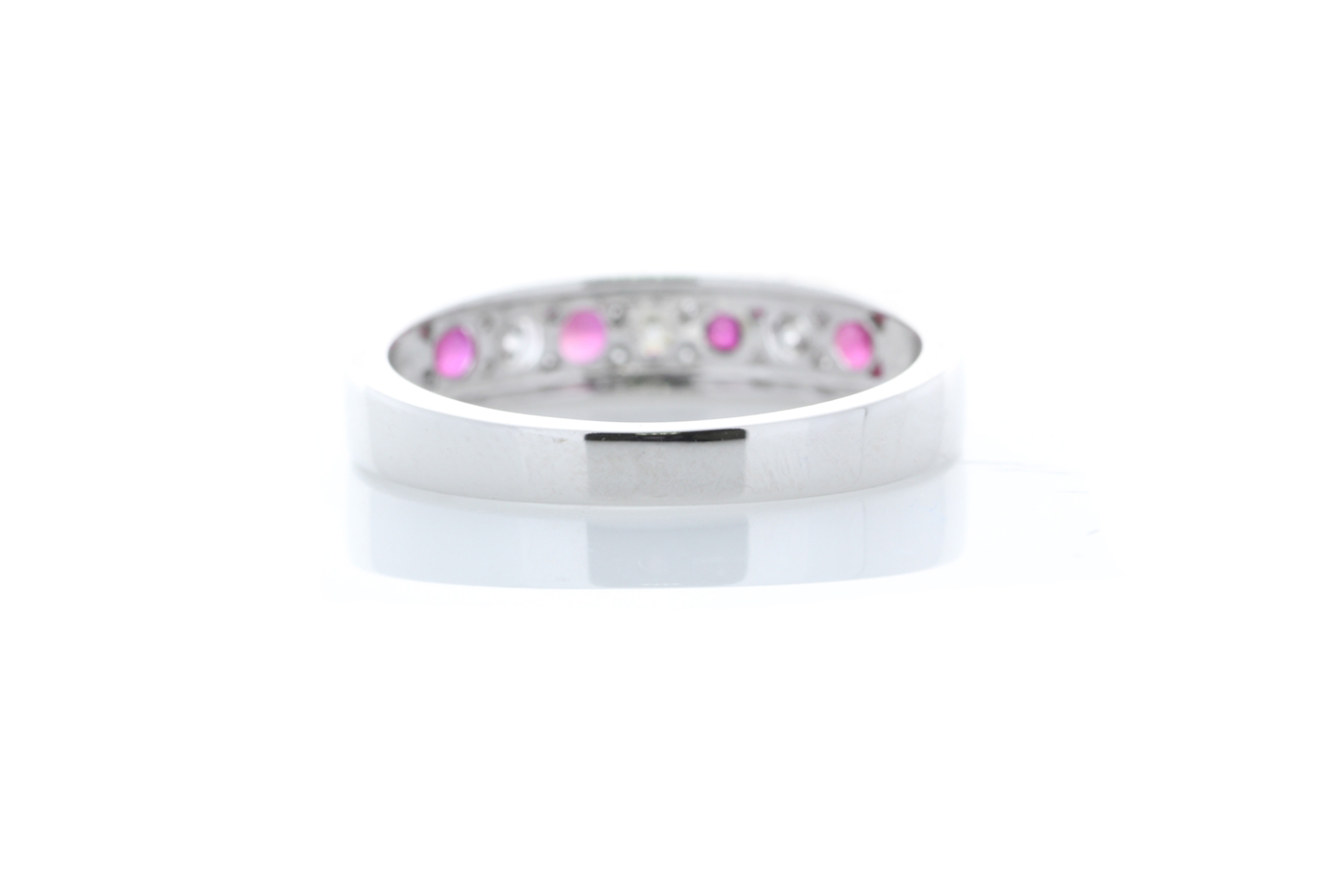 9ct White Gold Channel Set Semi Eternity Diamond And Ruby Ring 0.25 Carats - Image 3 of 5