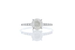 18ct White Gold Single Stone Prong Set With Stone Set Shoulders Diamond Ring 1.05 Carats