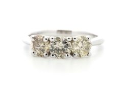 18ct White Gold Three Stone Claw Set Diamond Ring 1.58 Carats