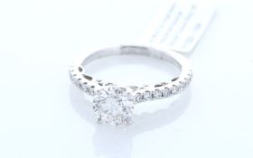 18ct White Gold Single Stone Prong Set With Stone Set Shoulders Diamond Ring (1.13) 1.46 Carats