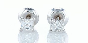 14 kt. white gold - earrings diamond -0.65ctw