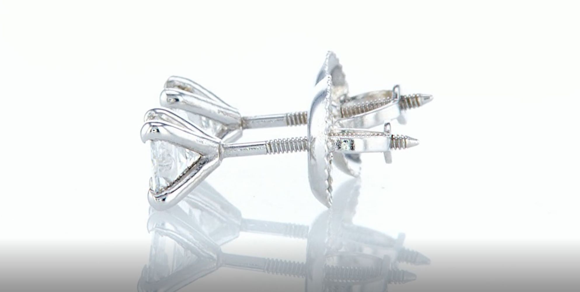 14 kt. white gold - earrings diamond -0.65ctw - Image 3 of 6