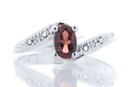 9ct White Gold Diamond And Garnet Ring 0.01 Carats