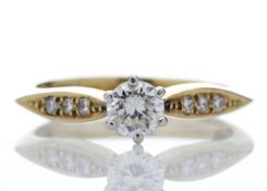 18ct Single Stone Claw Set With Stone Set Shoulders Diamond Ring 0.42 Carats