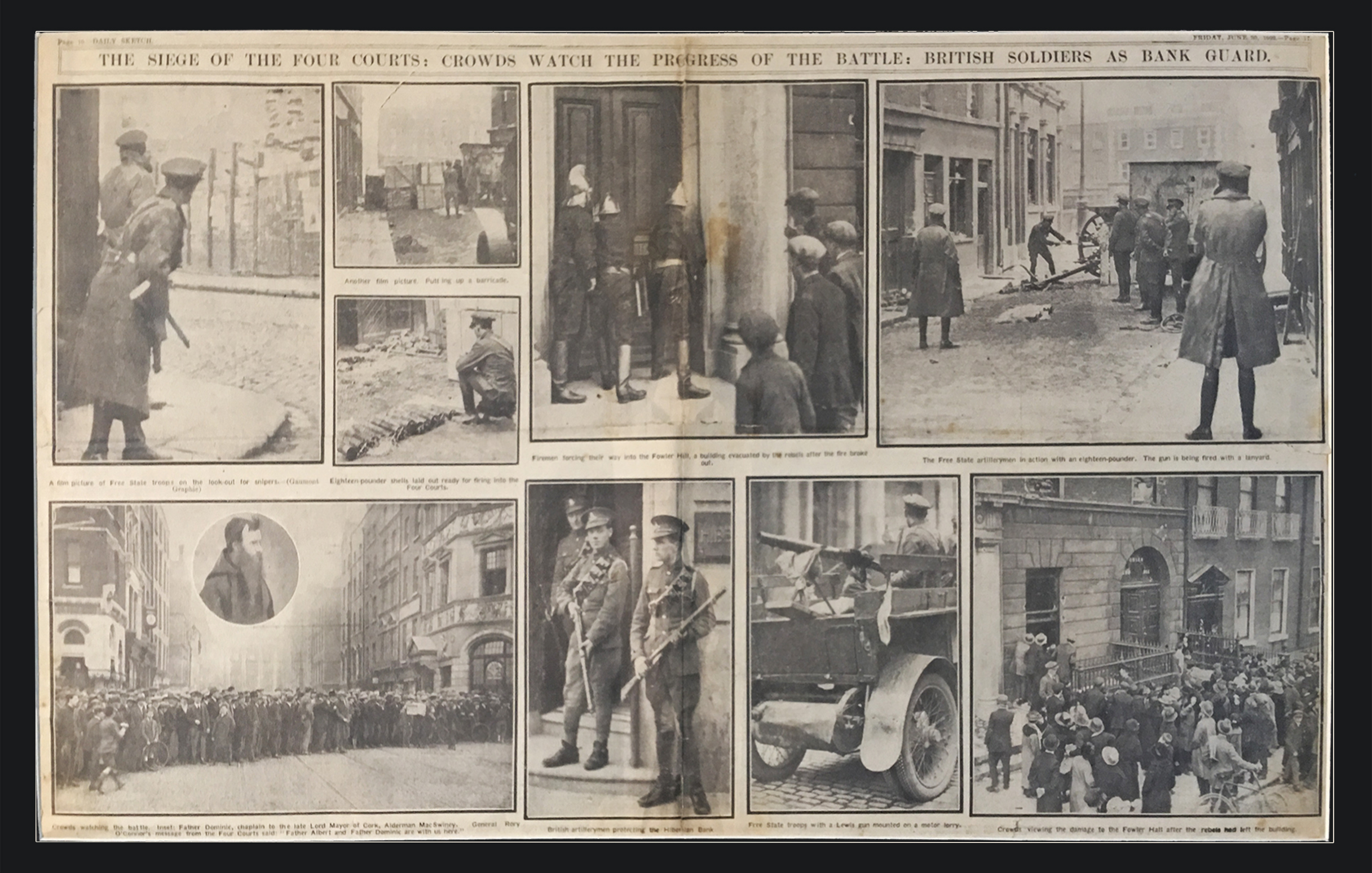 The Siege Of The Four Courts Double Page Mounted The Civil War 1921