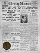 Michael Collins The Civil War Original 1922 Death Penny Metal Plaque