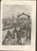 Queen Victoria Trip To Ireland “Entering Phoenix Park “ Antique Print 1900