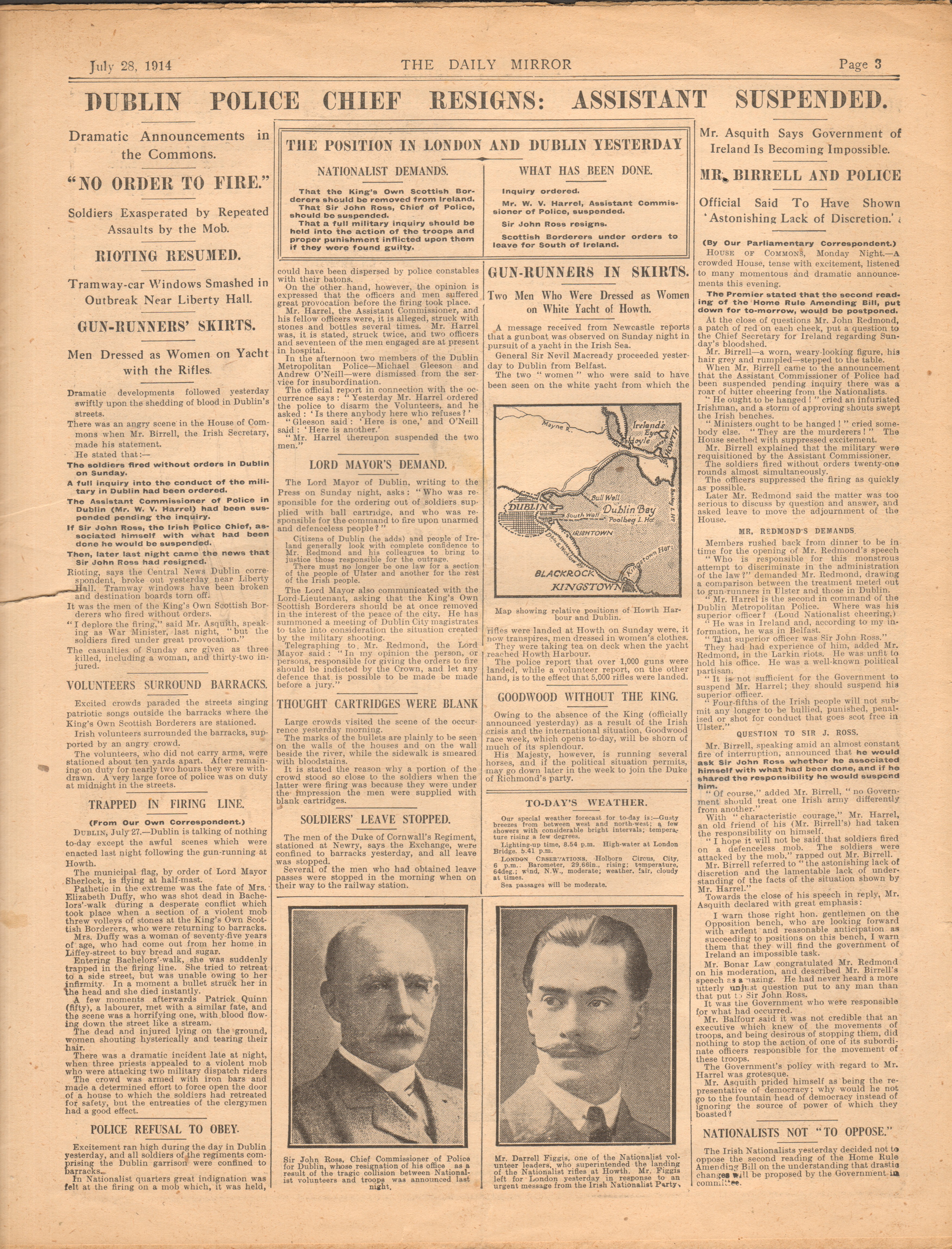 The Battle Of Batchelors Walk Dublin Original 1914 Newspaper - Image 2 of 2