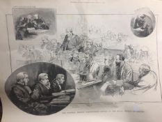 The Parnell Inquiry Double Page Antique Wood Engraved Print 1888