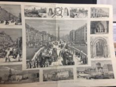 Double Page "The Beauty Of Dublin" Antique Print 1878