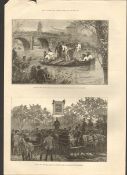 The Phoenix Park Murders "Dragging Of The River Liffey" Antique Print 1882